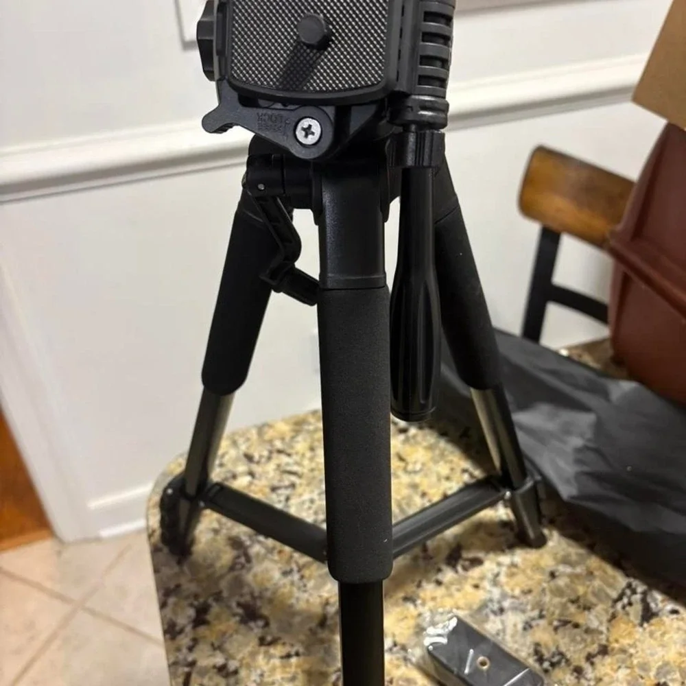 Professional Camera Tripod with Carrying Bag and Phone Mount Black Adjustable